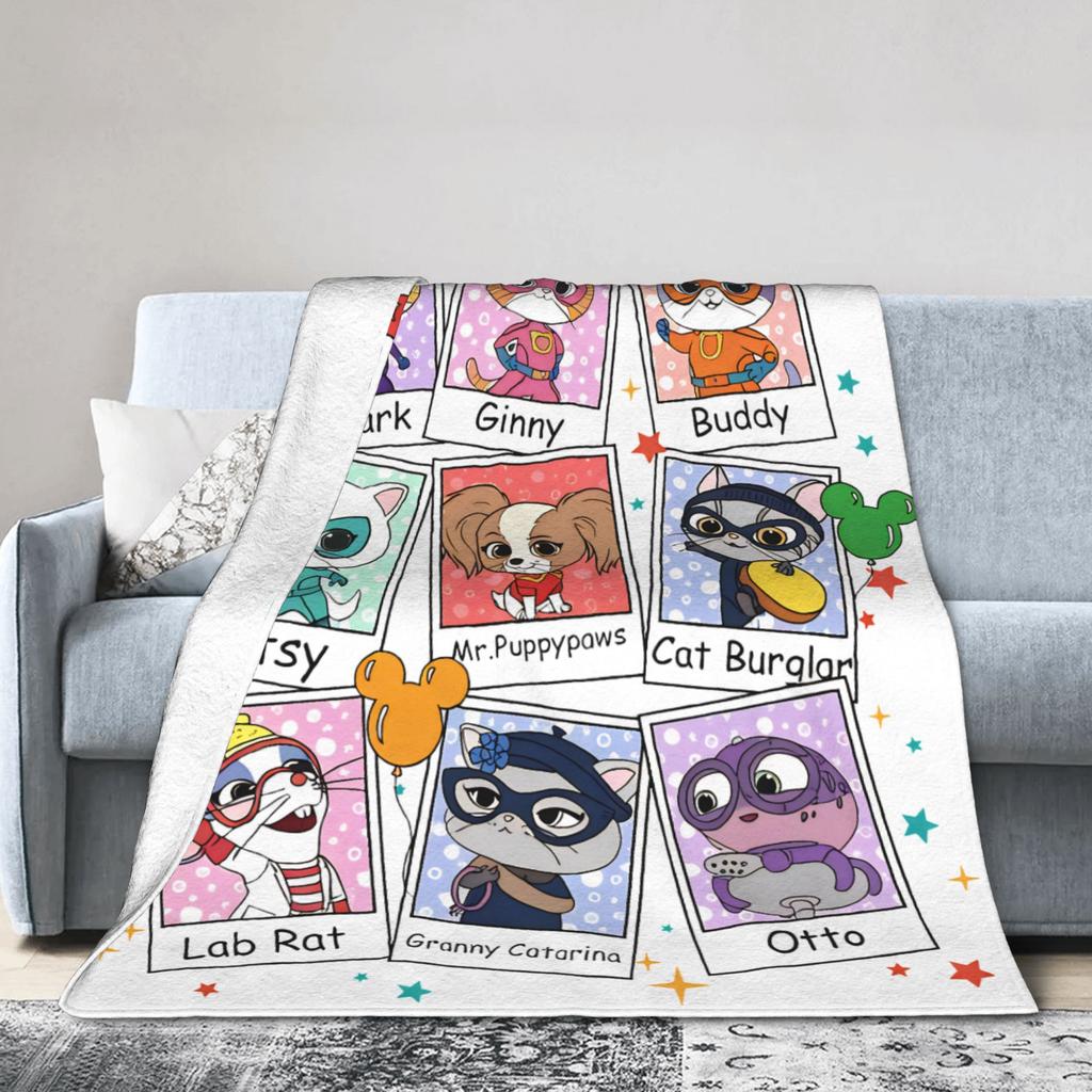 Super Kitties Anime Cat Blankets Flannel Throw Blankets Bedroom Sofa Portable Soft Warm Bedsprea