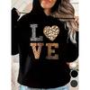 Women Leopard Print Letter Graphic Hoodie Long Sleeve with Pocket Casual Daily Fall Winter Pullover Stylish Sweatshirt Women Top