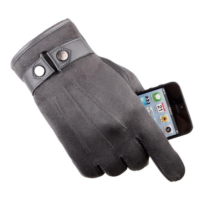 Herren Winter Warme Wildleder PU-Leder Fleecegefüttert Touchscreen Fahrhandschuhe Perfekt für Outdoor-Aktivitäten