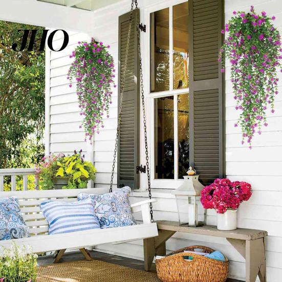 Long-lasting Plastic Flowers 1/2Pcs Hanging Artificial Flower Vine UV Resistant Faux Drooping Floral Plants Indoor Ivy Home Wedding Outdoor