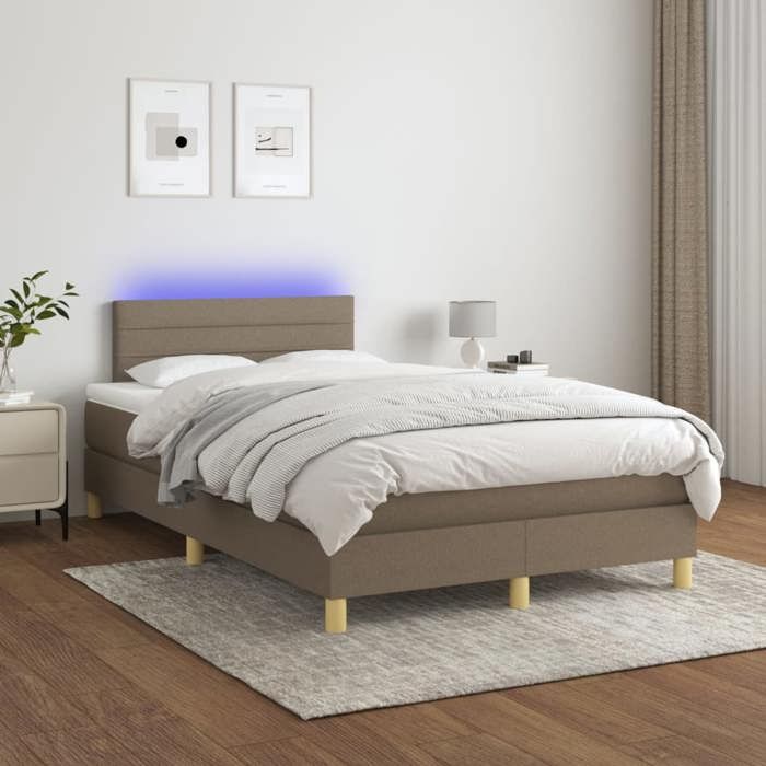 Maison Exclusive - Sommier à lattes de lit avec matelas LED Taupe 120x200 cm Tissu