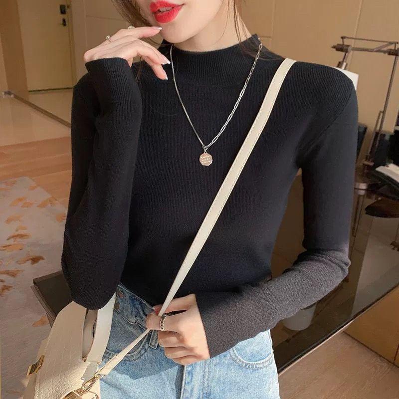 New semi-turtleneck sweater women s versatile foreign style top S 40-45kg