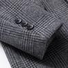 Autumn and Winter Men's Suit Fashion Thousand Bird Plaid Woolen Suit Men's Jacket Casual Non-ironing and Anti-wrinkle Small Suit