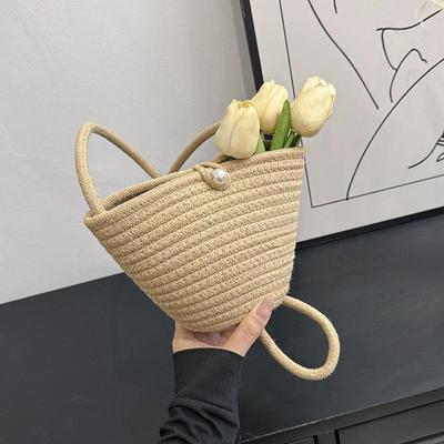Casual Cotton Woven Women Handbag Small Weaving Shelll Summer Beach Bag Shopper Tote Ladies Travel Shoulder Crossbody Bags