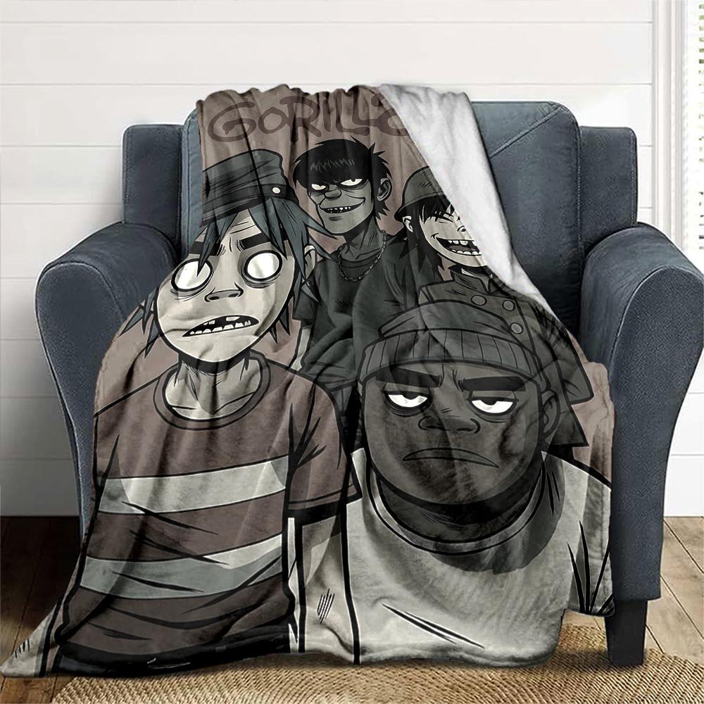 1pz Coperta Morbida Gorillaz in Flanella, Accogliente per Tutte le Stagioni in Poliestere, Perfetta per Casa, Ufficio