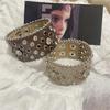 1 Pcs New Punk Hip Hop Rhinestone Bracelet For Women Retro Western PU Leather Cuff Jewelry Fashion Style Birthday Gift Accessory