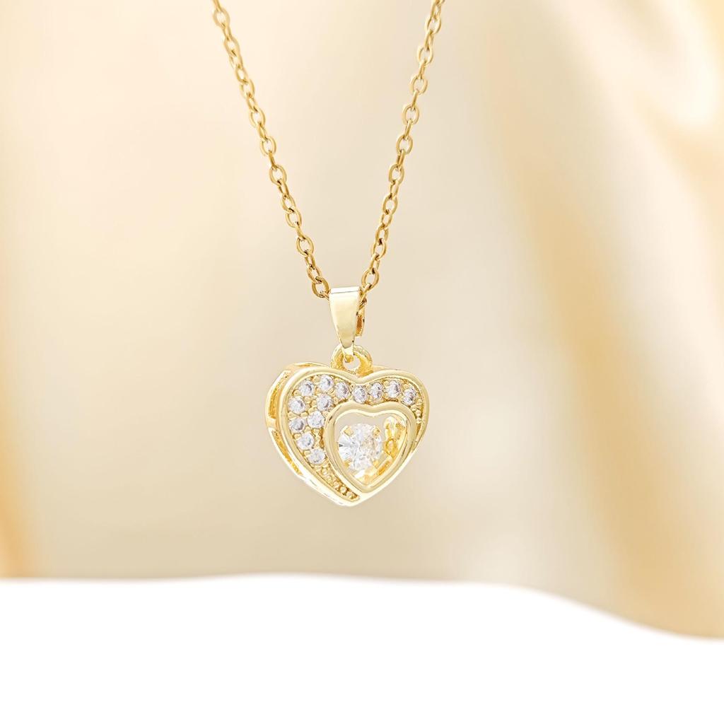 Elegante Smart Heart Anhänger Halskette – Luxuriöses Mikro-Inlay Design für Damen