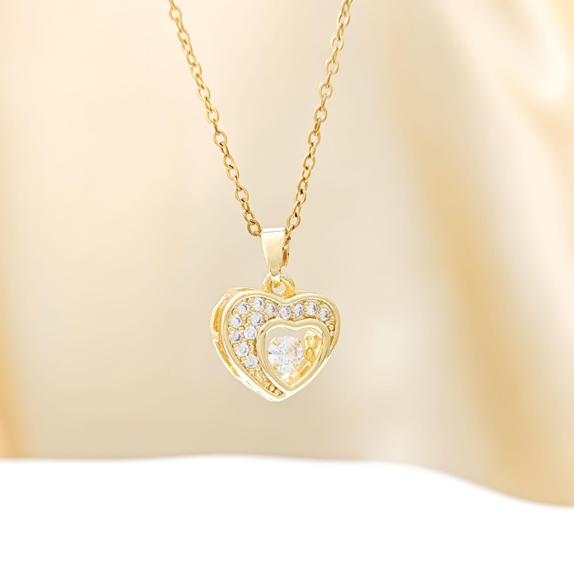 Elegant Smart Heart Pendant Necklace – Luxurious Micro-Inlaid Design for Women