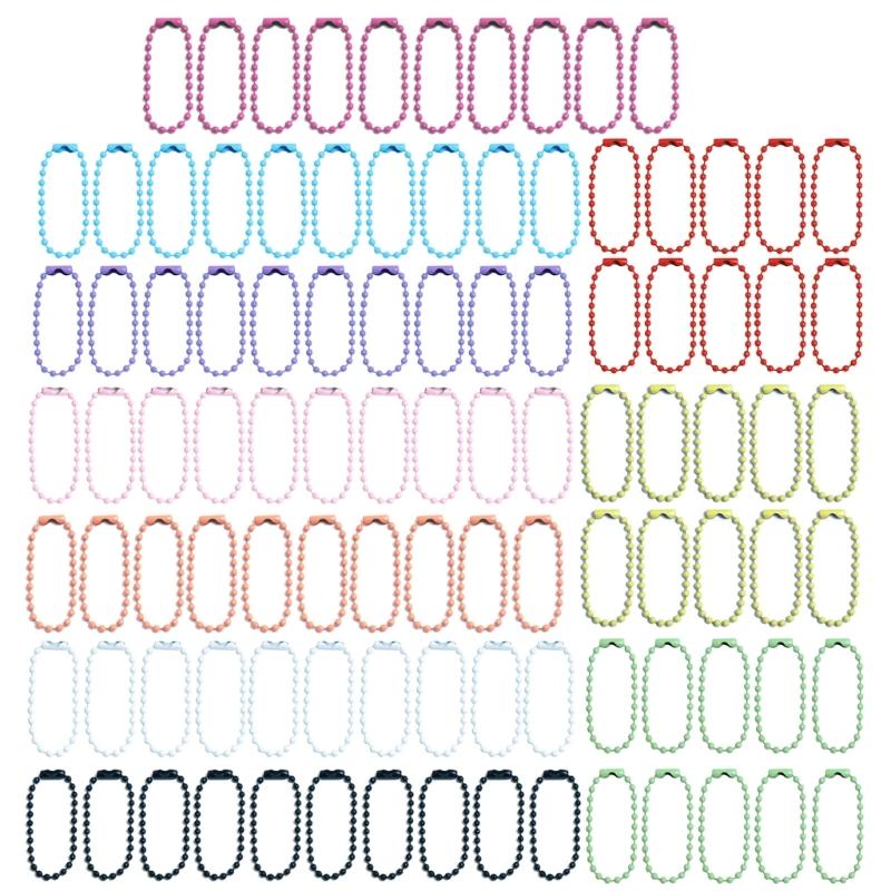 

Pack of 100 Assorted Color Beaded Chains Stylish Keychain Accessory Colorful Small Ball Beads Chain with Connectors 1