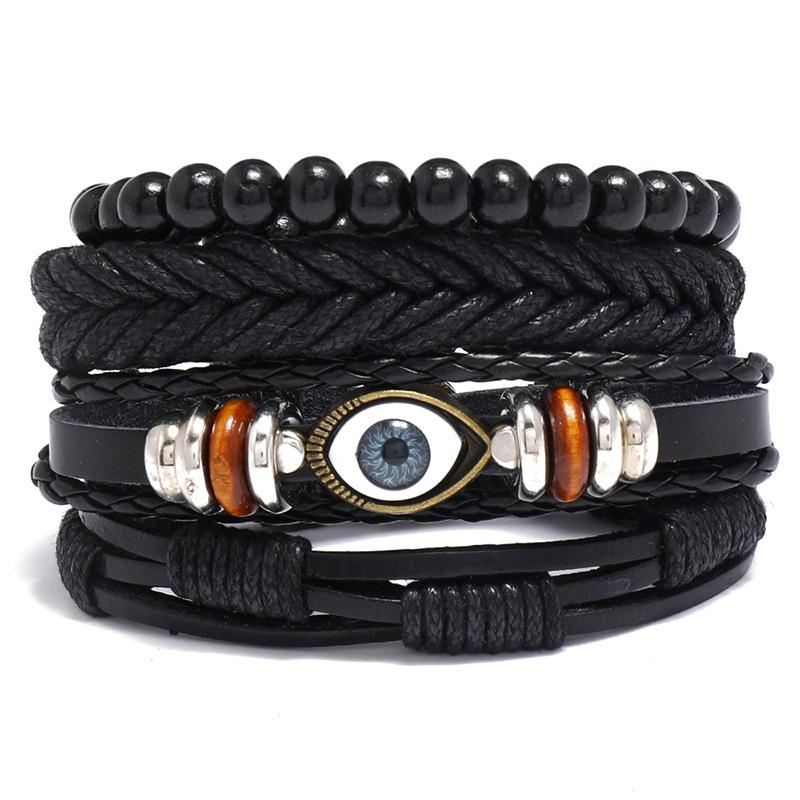 ZORCVENS Classic Hand-Woven Leather Bracelet Multilayer Men Bracelets Punk Beads Bangle for Friend Charm Jewelry Gifts