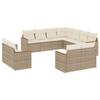Vidaxl 11-Cz. Garden Furniture Set With Cushions, Beige, Poly Rattan