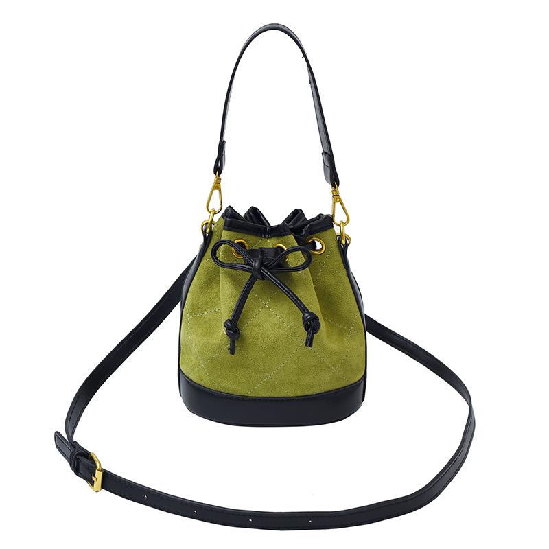 2025 High-End Color Block Retro Bucket Bag - Handheld, Single Shoulder, Crossbody
