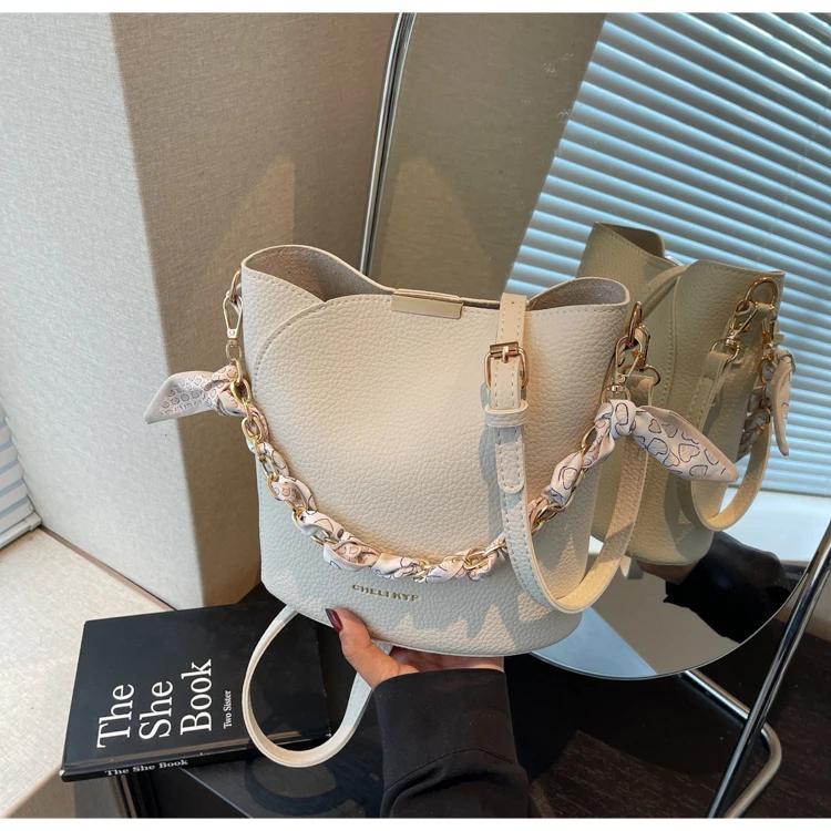 

Fashi Classic Style Solid PU Bucket Shoulder Bag Simple Versatile Women s Handbags High Quality Casual Versatile Crossbody Bag бежевый
