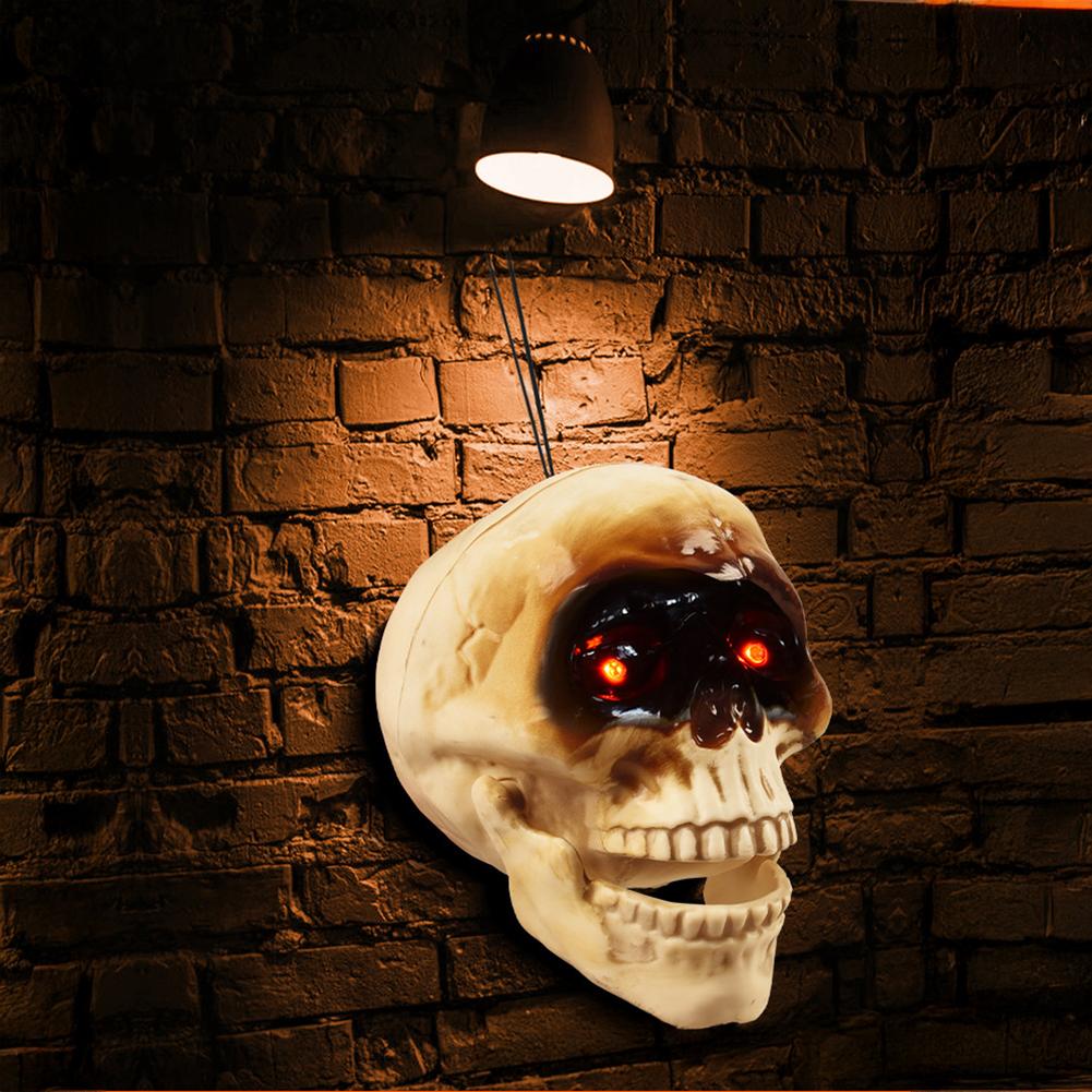 Motion Sensor Animated Skull Head with LED Scream Halloween Prop for Yard/Ghost House Realistic Scream & Glowing Eyes for Horror Theme