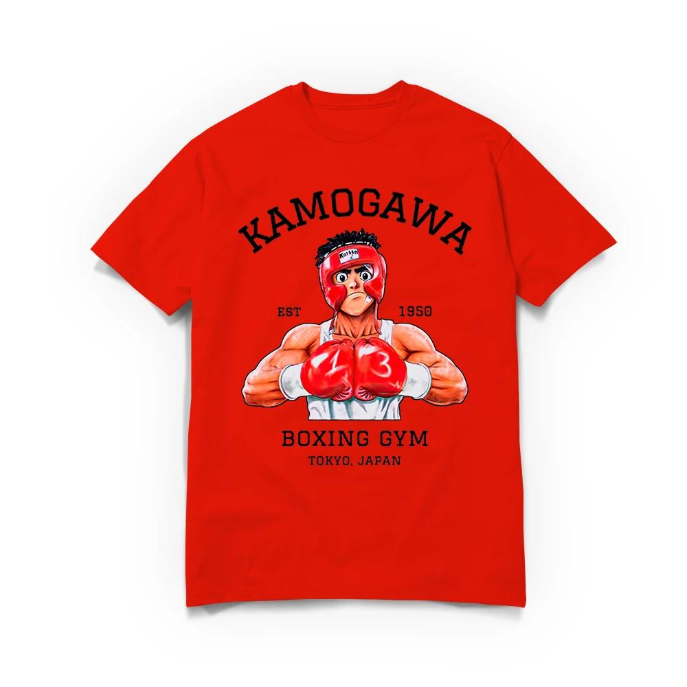Men T-Shirt Anime Hajime No Ippo Kamogawa Boxing Gym Cotton Oversized Summer Loose Tops Tees Fashion Round Neck Short Sleeve