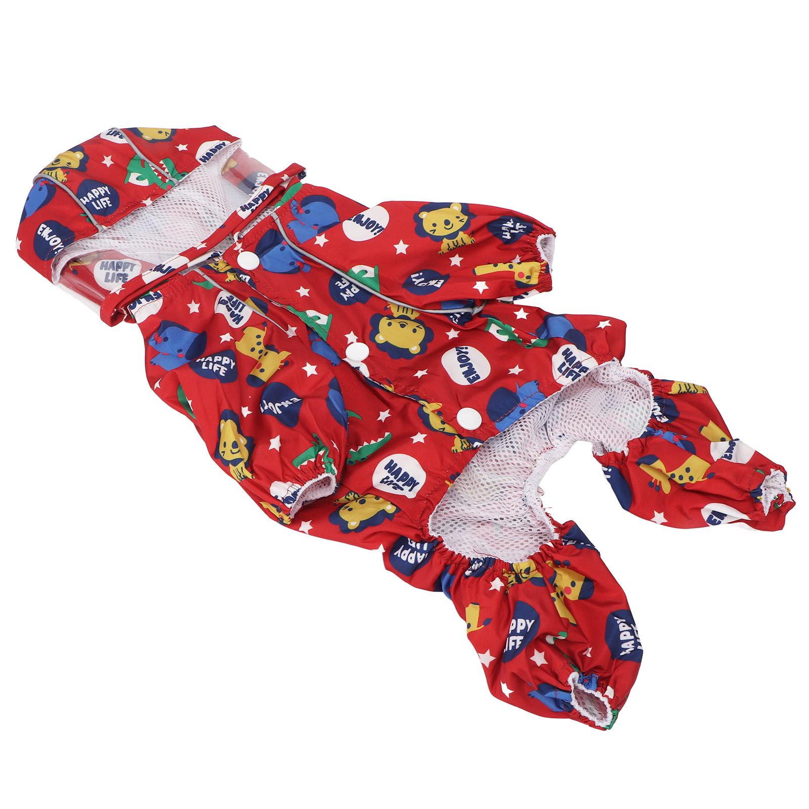 

Hooded Dog Raincoat Reflective Waterproof 4 Legs Pet Rain Jacket Dog Poncho for Most Dogs XL