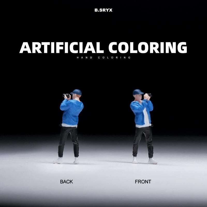 1:64 Scale Hand Painted Resin Collectible Figure Miniature Model Accessories Realistic Photographer Figure Model Gift