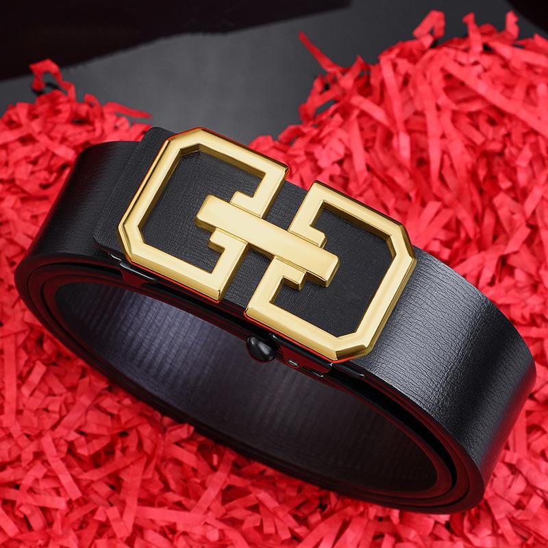 Toothless Automatic Buckle Belt Men'S Leather Casual Simple Men'S Belt Cowhide Young People Versatile Middle-Aged And Young People Belt