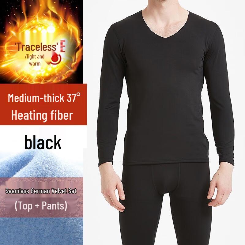 

W.xuan Men s Fleece-Lined Thermal Underwear Set M (70-90 lbs)