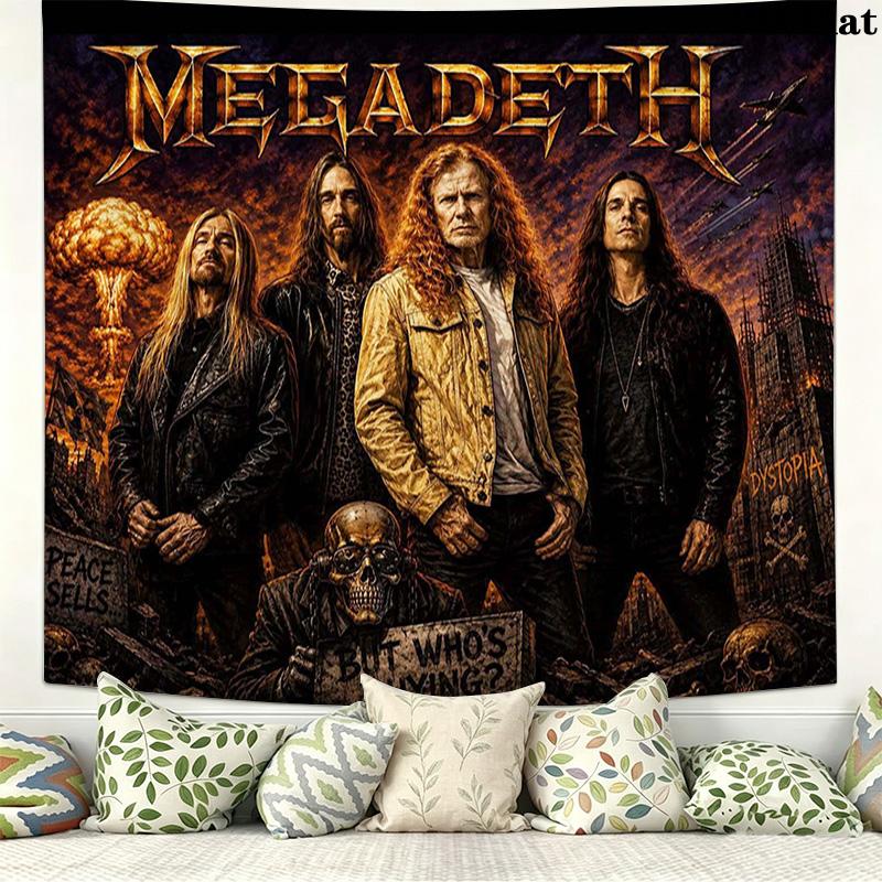 Megadeth Wall Tapestry Aesthetic Wall Hanging Printed Fabric Blanket Decorative Tapestries for Bedroom Living Room Home Decor