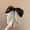 Bowknot French Lace Hair Clip Vintage Satin Hair Accessories Bow Ponytail Hair Grip  Bridal