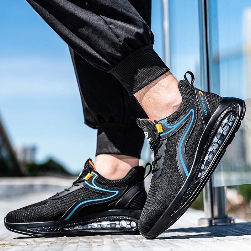 Fashion Air Cushion Safety Shoes Men Breathable Steel Toe Work Shoes Protective Lightweight Sport Work Sneakers Black Work Safety Boots