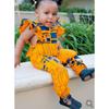 Haine pentru bebeluși, copii, fete, stil african boho, cu mâneci cu volane imprimate, salopete pentru 1-5 ani