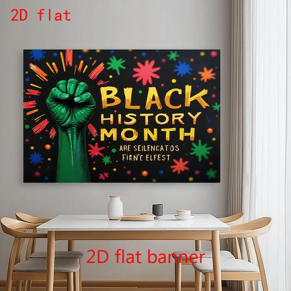 2D flat flag black historical month fist bump mural - used for general celebrations, Father's Day