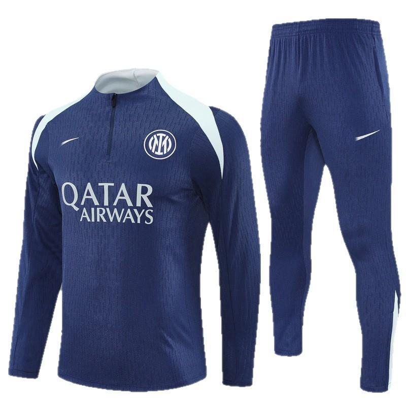 Maglia a maniche corte Juventus Adulti Bambini Pre-partita Sportiva Autunno Inverno Mezza zip Maglia da allenamento Set maglia da calcio Inter