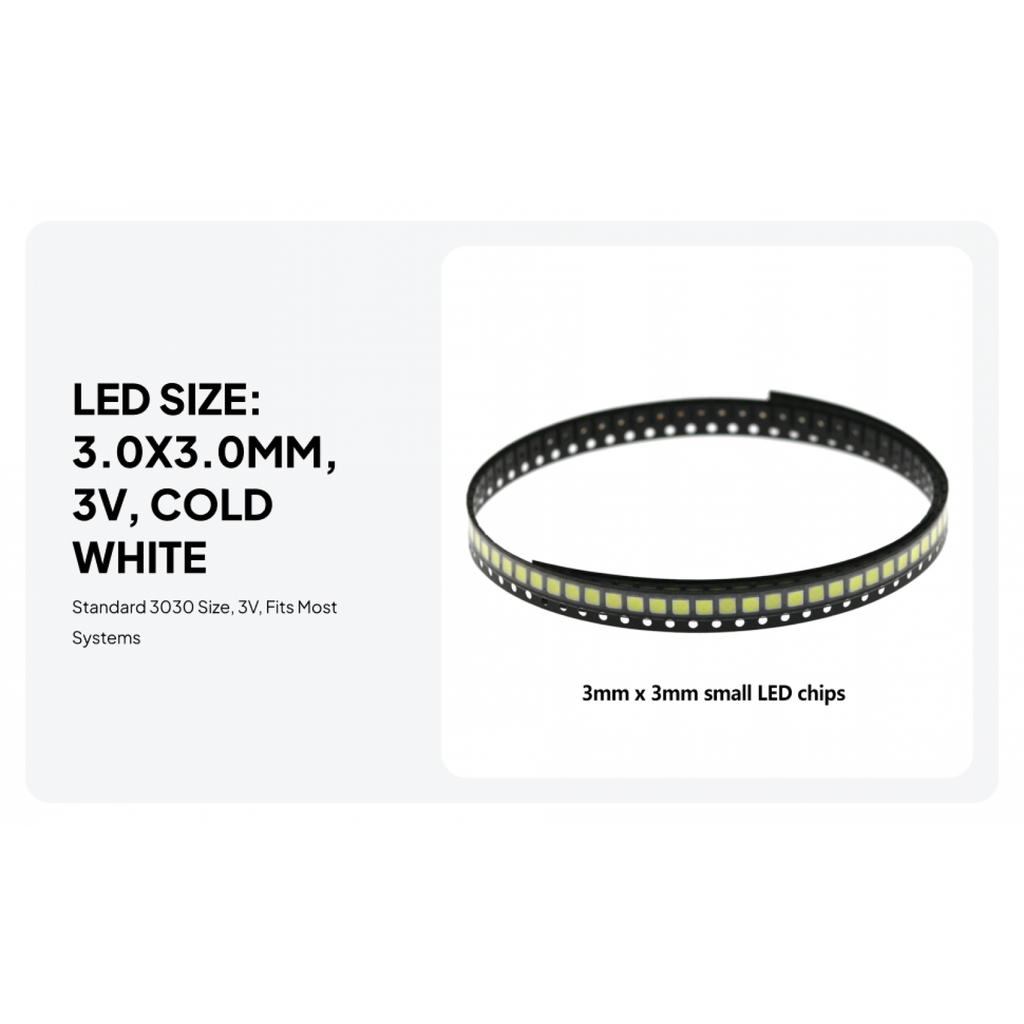100 pcs 3528 (1210) White SMD LED Lights Chips (Surface Mount 3mmx3mm 3V 6V 9V) Lighting Bulb Lamps
