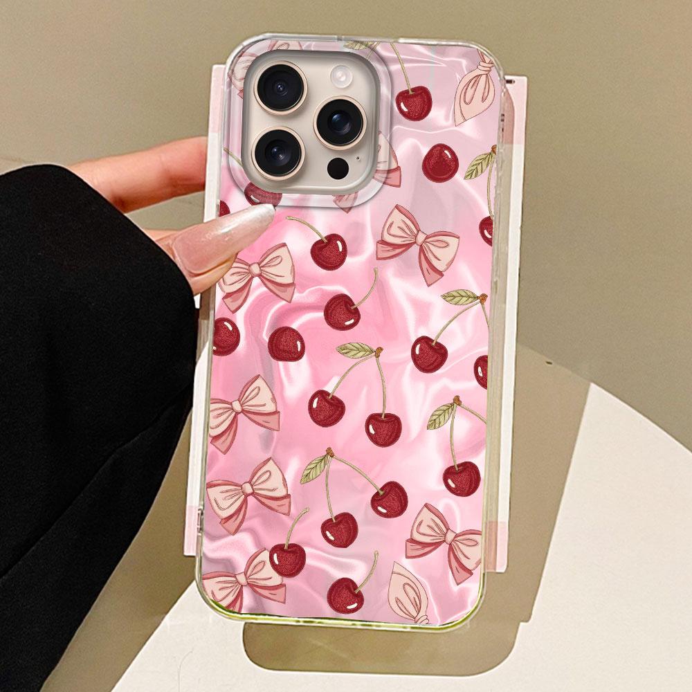 Summer Cherry Fruit Women Water Texture Phone Case for Iphone 16 15 14 7 8 Plus 13 11 12 Pro Max X XS XR SE 2022 2020 16e Cover