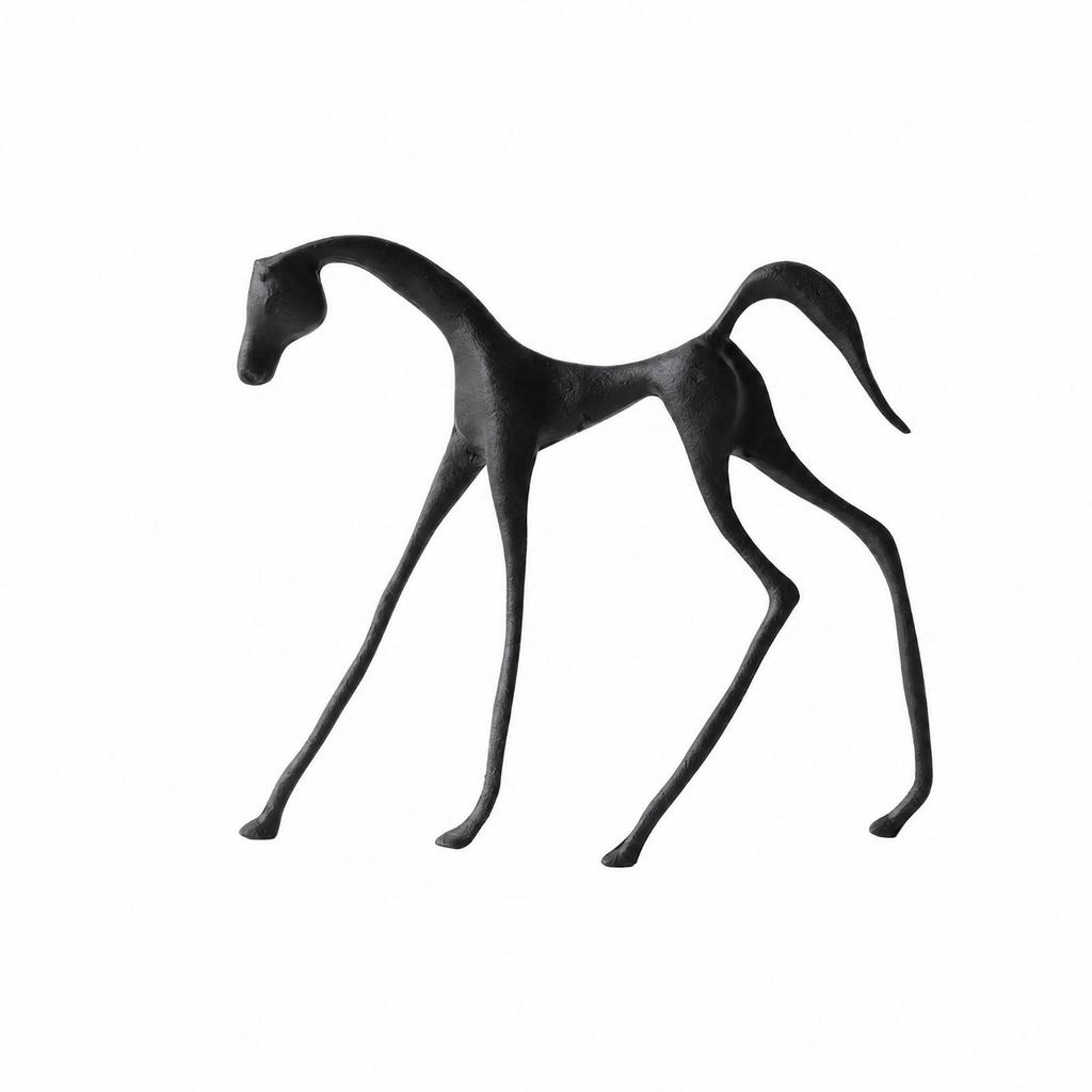 Geometric Horse Figurine Modern Minimalist Alloy Decor Piece Slender Statue for Living Room,