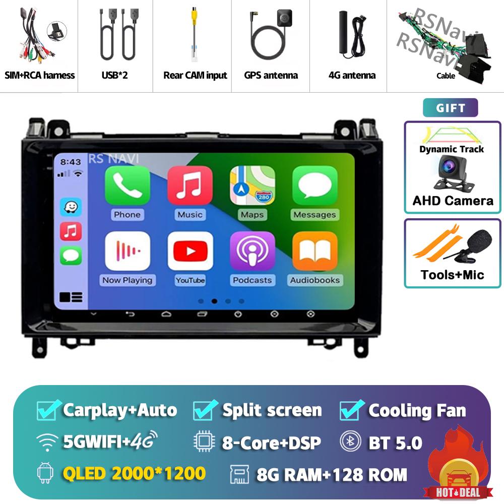 Android 14 Carplay Auto For Benz B200 Car Radio 4G+WIFI Player Multimedia Stereo 360 Camera Navigation Video Head Unit AI Voice