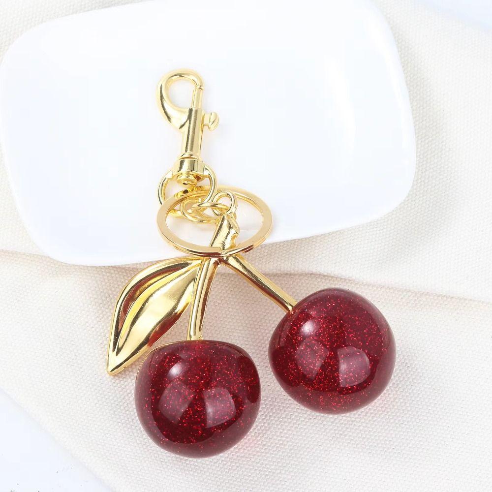Bag Decoration Delicious Red Cherry Keychain Summer Fruits Cherries Pendant Car Decoration