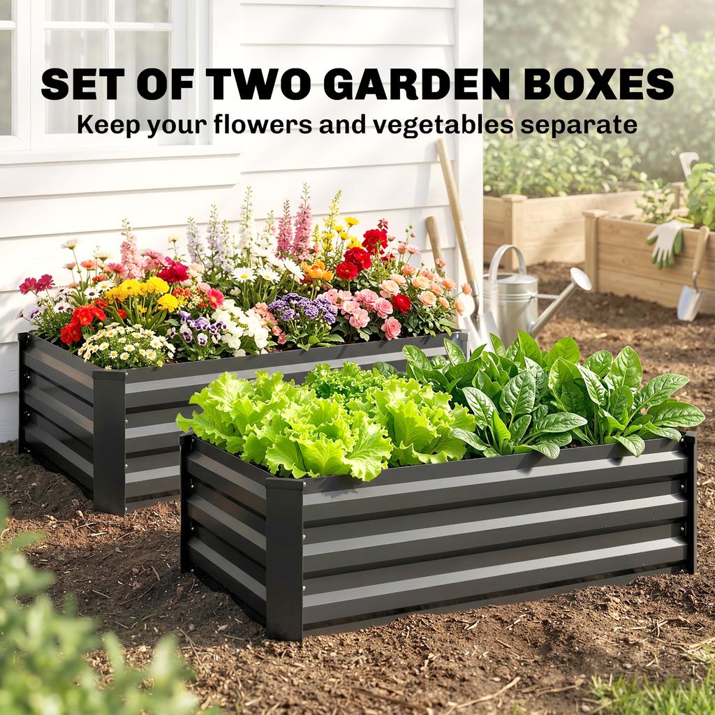 Raised garden bed, herb garden, weatherproof, open bottom, 100 x 60 x 30 cm, dark gray