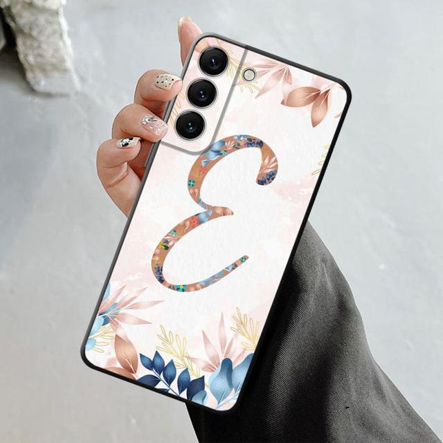 Handyhülle für Samsung Galaxy S23 S22 S21 S20 Fe Ultra S10 S9 S8 Plus Note 20ultra 10plus Hülle Blumenmuster Blatt Buchstabe Kunst