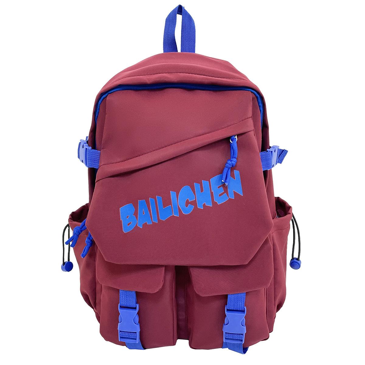 

2025 осень новый рюкзак корейская версия модные буквы простой большая вместимость универсальный студенческий школьный рюкзак тренд красный