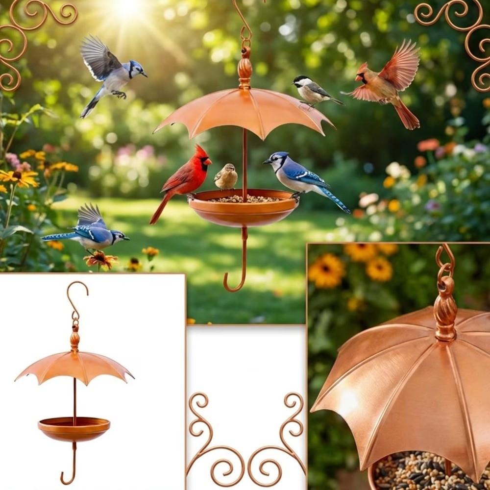 Rustic Umbrella-Shaped Bird Feeder Iron Bird Feeding Station Hanging Platform Feeder  Garden