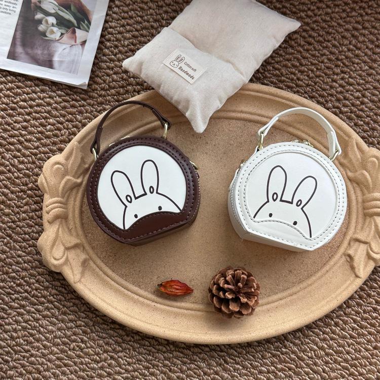 2025 Fashionable Girls' Rabbit Crossbody & Tote Bag – Cute Round Accessory for Little Girls