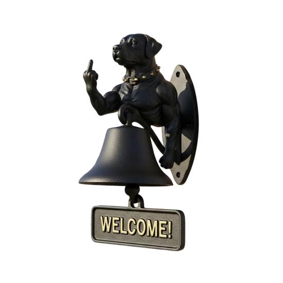 Middle Finger Muscle Dog Doorbell Vintage Puppy Welcome Door Bell Home Office Entrance Decorative Bell Pet Lover Gift