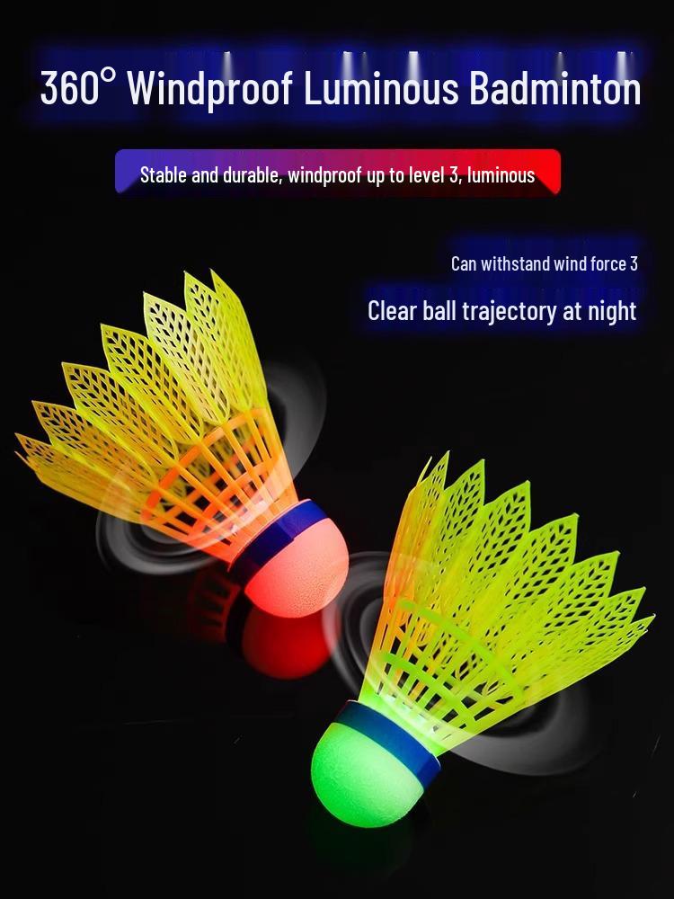 Luminous Windproof Outdoor Badminton Shuttlecock - Durable, High Elasticity, Unbreakable, and Wind Resistant.