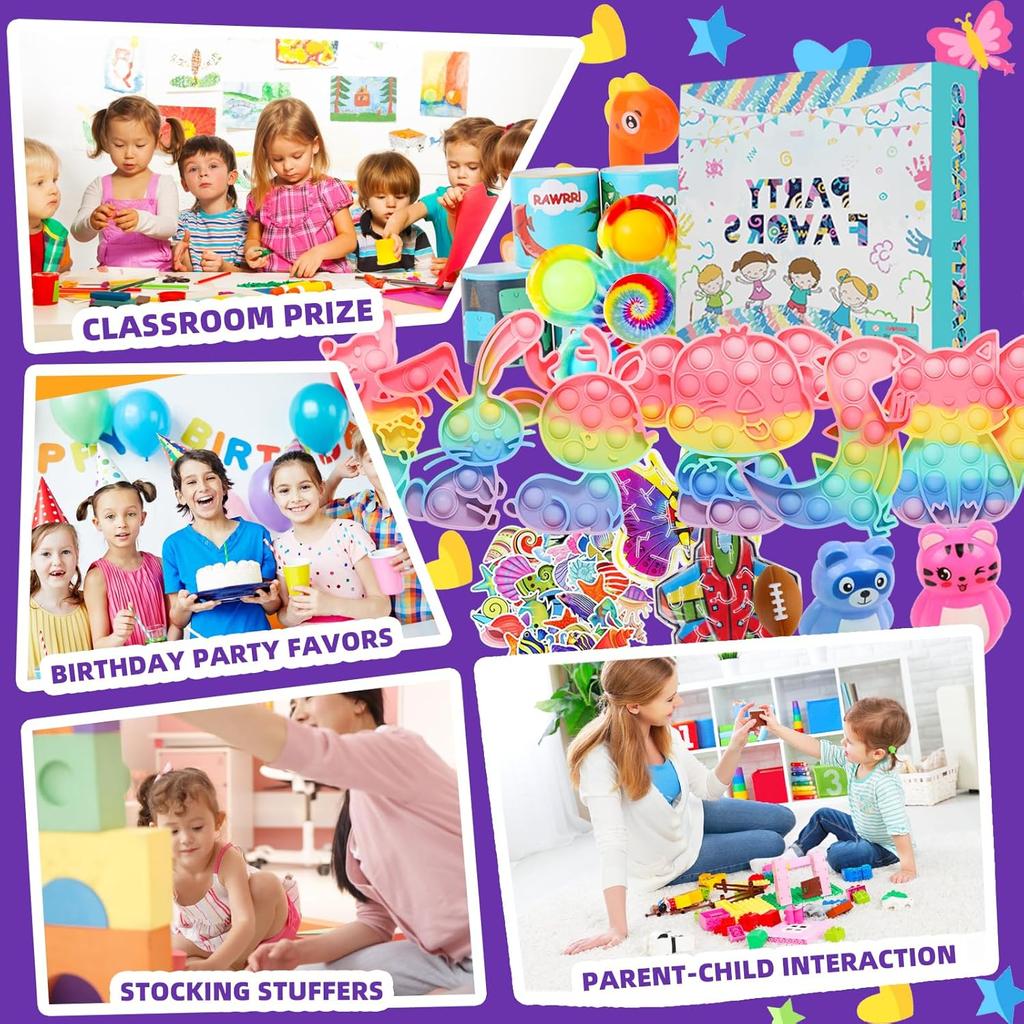 1000Pcs Fidget Toys Pack, Bulk Party Favors for Kids, Stocking Stuffers, Treasure Box Chest, Birthday Party, Classroom Carnival Prizes, Pinata