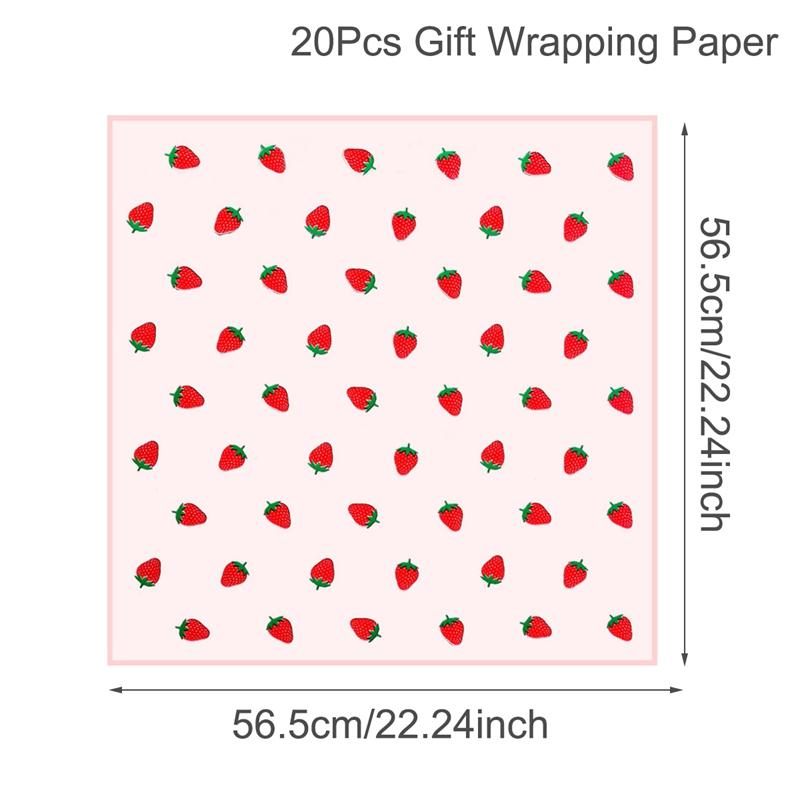 20pcs/Pack Waterproof Strawberry Printed Gift Wrapping Paper, Ideal For Diy Handicraft Gift, Suitable For Flower Wrapping