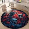1pc Skulls Roses Office Round Area Rug, Under Office Chairs Bedroom Living Room Home Decor, Room Deco