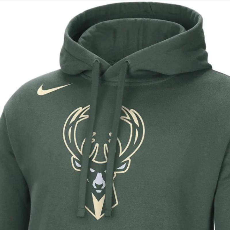 New Nike Nba Milwaukee Bucks Fleece Pullover Loose Fit Hoodie DN8636-323