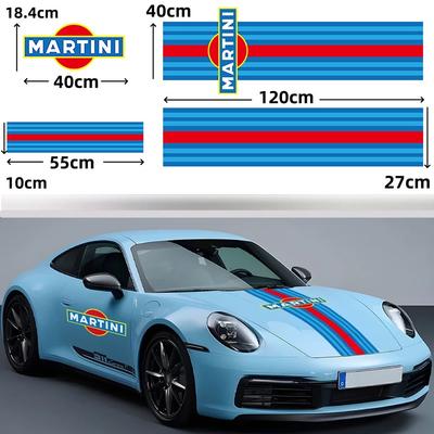 Dla MARTINI Racing Naklejki Pas na maskę i drzwi Winyl Naklejka MARTINI dla B a3 tesla porsche 911 917 917LH 918 Akcesoria samochodowe