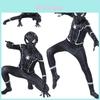 Schitterend zwart Spider-Man Homecoming cosplaykostuum van ademend materiaal voor kinderen en volwassenen.