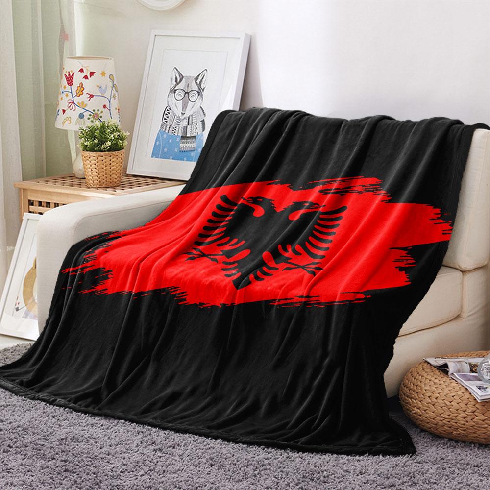 1PC Republic of Albania Patterned Flannel Blanket Suitable For All Seasons for Home Decor Warmth and Comfort Gifts Holiday Present
