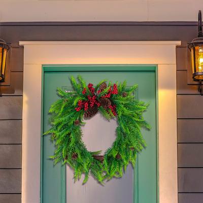 Huizhao Christmas Home Decoration Door Decoration Wall Decoration Little Red Fruit Pine Fruit Christmas Wreath