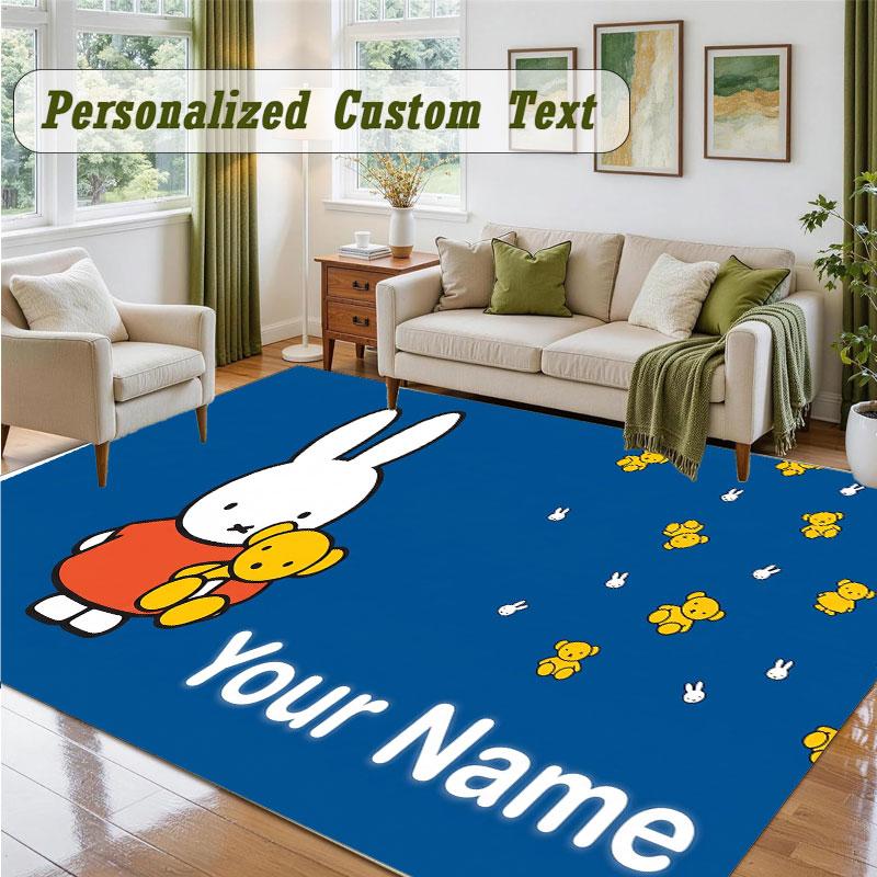 Crystal Velvet Square Rug Custom NameMiffy Pattern Non Slip Home Floor Decor Rug